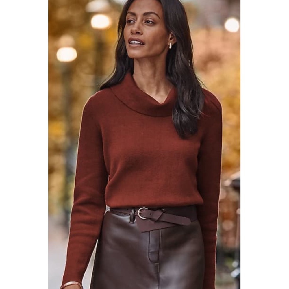 J. Jill Cowl Neck Sweater Womens Medium Burnt Sienna New With Tags